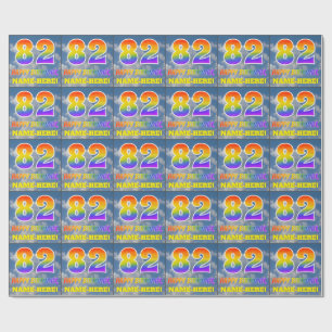 Papier Cadeau Rainbow Look "82" & "HAPPY BANTHDAY", Nuages, Sky
