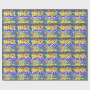 Papier Cadeau Rainbow Look "89" & "HAPPY BANTHDAY", Nuages, Sky