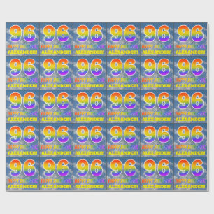 Papier Cadeau Rainbow Look "96" & "HAPPY BANTHDAY", Nuages, Sky
