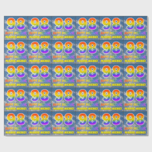 Papier Cadeau Rainbow Look "98" & "HAPPY BANTHDAY", Nuages, Sky