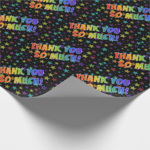 Papier Cadeau Rainbow Look "MERCI BEAUCOUP!", Motif d'étoiles