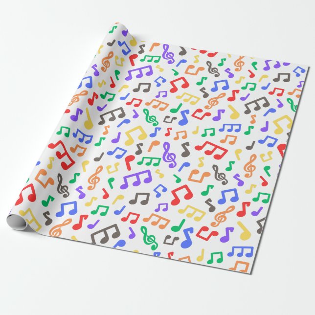 Papier Cadeau Rainbow Musical Notes Papier d'enveloppement (Déroulé)