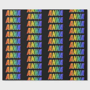 Papier Cadeau Rainbow Prénom "ANNA"; Amusant et coloré