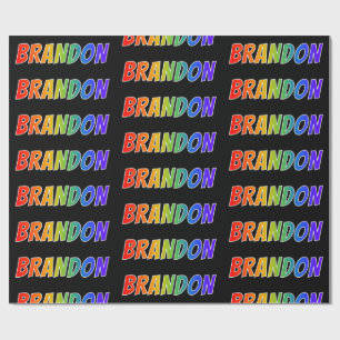 Papier Cadeau Rainbow Prénom "BRANDON"; Amusant et coloré