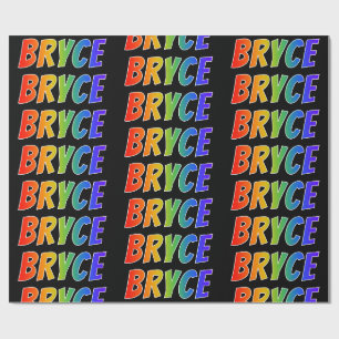 Papier Cadeau Rainbow Prénom "BRYCE"; Amusant et coloré
