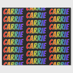 Papier Cadeau Rainbow Prénom "CARRIE"; Amusant et coloré