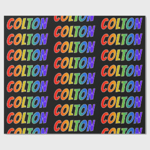 Papier Cadeau Rainbow prénom "COLTON"; amusant et coloré