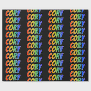 Papier Cadeau Rainbow Prénom "CORY"; Amusant et coloré