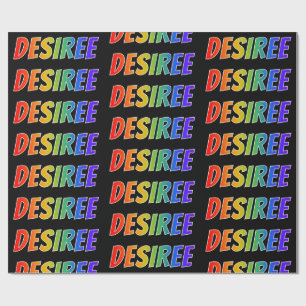 Papier Cadeau Rainbow Prénom "DESIREE"; Amusant et coloré