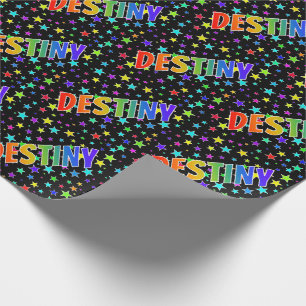 Papier Cadeau Rainbow Prénom "DESTINY" + Stars