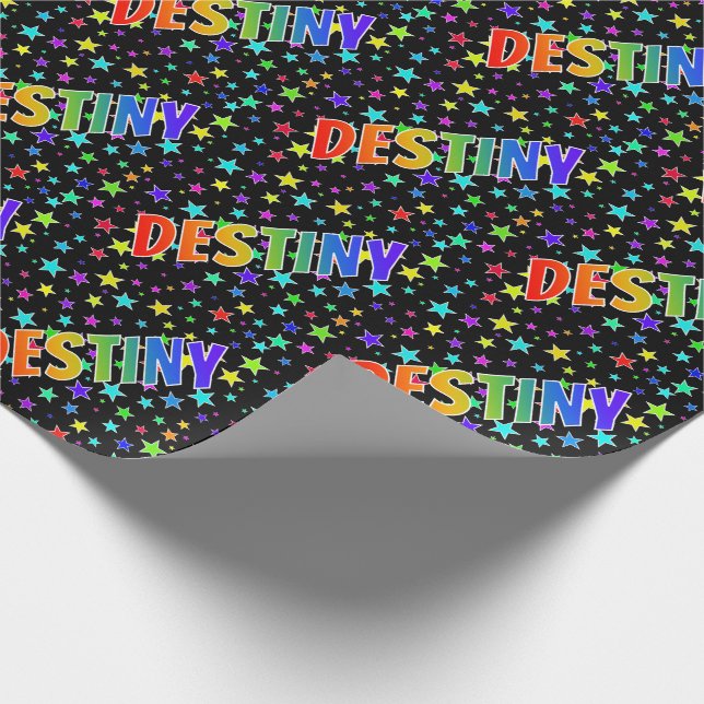 Papier Cadeau Rainbow Prénom "DESTINY" + Stars (Coin)