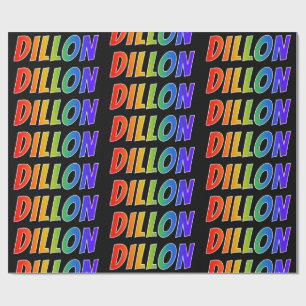 Papier Cadeau Rainbow Prénom "DILLON"; Amusant et coloré