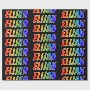 Papier Cadeau Rainbow Prénom "ELIJAH"; Amusant et coloré