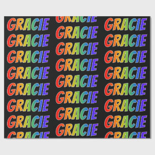 Papier Cadeau Rainbow Prénom "GRACIE"; Amusant et coloré