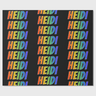 Papier Cadeau Rainbow Prénom "HEIDI"; Amusant et coloré