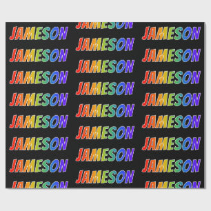 Papier Cadeau Rainbow Prénom "JAMESON"; Amusant et coloré