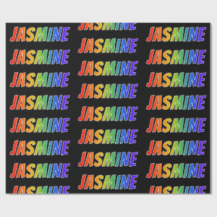 Papier Cadeau Rainbow Prénom "JASMINE"; Amusant et coloré