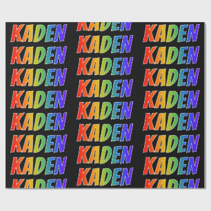 Papier Cadeau Rainbow Prénom "KADEN"; Amusant et coloré