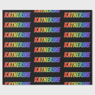 Papier Cadeau Rainbow Prénom "KATHERINE"; Amusant et coloré