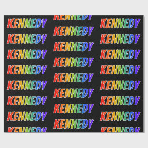 Papier Cadeau Rainbow prénom "KENNEDY"; Amusant et coloré
