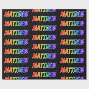 Papier Cadeau Rainbow Prénom "MATTHEW"; Amusant et coloré