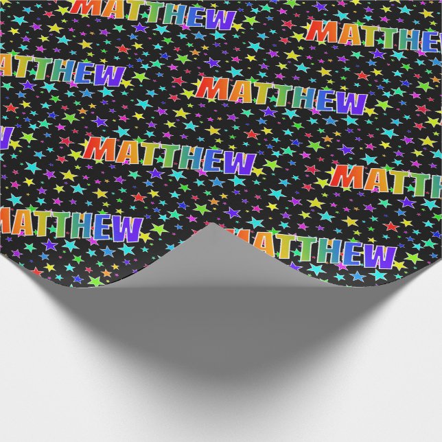 Papier Cadeau Rainbow Prénom "MATTHEW" + Stars (Coin)