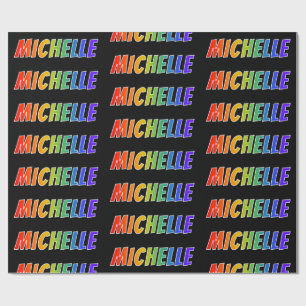 Papier Cadeau Rainbow Prénom "MICHELLE"; Amusant et coloré