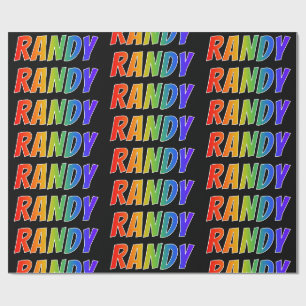 Papier Cadeau Rainbow prénom "RANDY"; Amusant et coloré