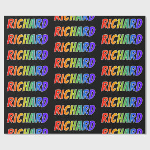 Papier Cadeau Rainbow Prénom "RICHARD"; Amusant et coloré