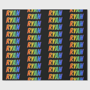 Papier Cadeau Rainbow Prénom "RYAN"; Amusant et coloré