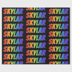 Papier Cadeau Rainbow prénom "SKYLAR"; amusant et coloré