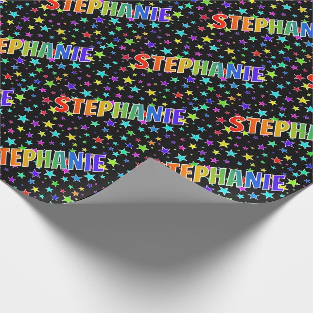 Papier Cadeau Rainbow Prénom "STEPHANIE" + Stars (Coin)