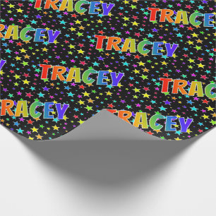 Papier Cadeau Rainbow Prénom "TRACEY" + Stars