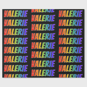 Papier Cadeau Rainbow Prénom "VALERIE"; Amusant et coloré
