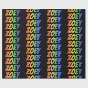 Papier Cadeau Rainbow Prénom "ZOEY"; Amusant et coloré