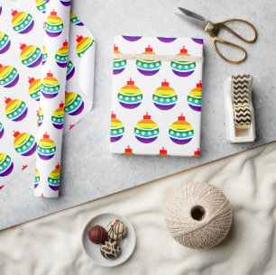 Papier Cadeau Rainbow Pride Bauble Ball Motif LGBTQ Noël
