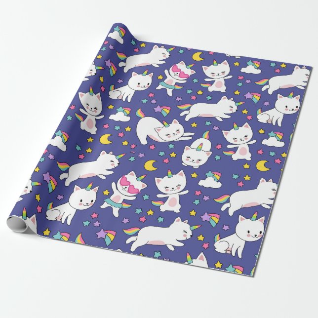 Papier Cadeau Rainbow Unicorn Kitties (Déroulé)