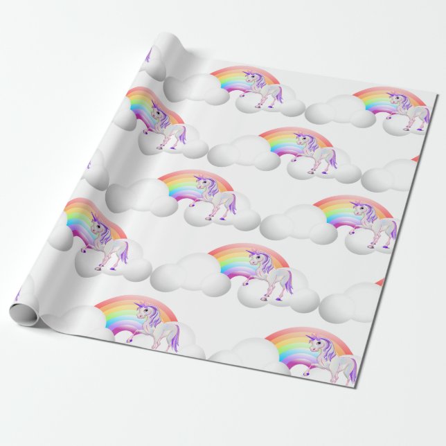 Papier Cadeau Rainbow Unicorn Magique Cute (Déroulé)