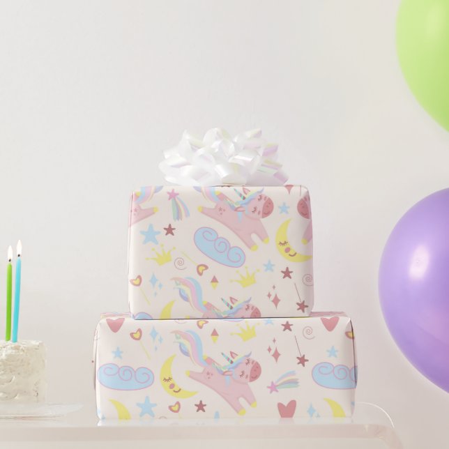 Papier Cadeau Rainbow Unicorn Pastel Cute Gaie (Cadeaux de fête)