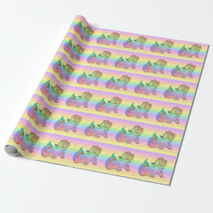 Papier Cadeau Rainbow Unicorn Pastel strié