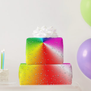 Papier Cadeau Raindrops Sur Neon Rainbow Abstrait