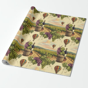 Papier Cadeau Raisins de campagne et ballons à air chaud