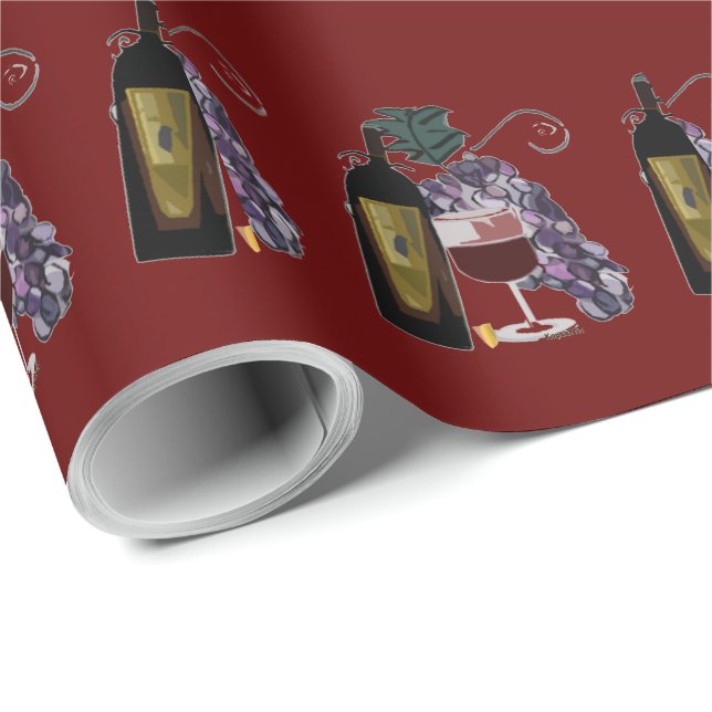 Papier Cadeau Raisins de la bouteille de vin n (Coin rond)