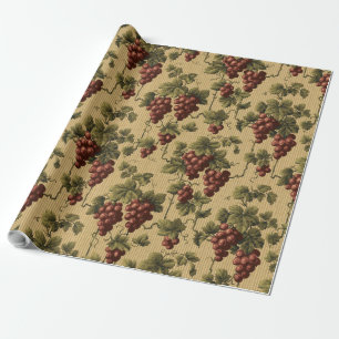 Papier Cadeau Raisins rouges vintages sur le Motif Grapevine