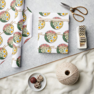Papier Cadeau Ramen Noodles Bowl Restauration Japonaise Foin