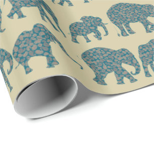 Papier Cadeau Rangées des éléphants de Paisley sur Giftwrap