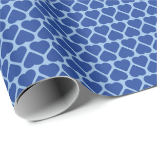 Papier Cadeau Rangées simples de petits cœurs bleu foncé sur fon
