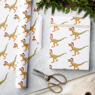 Papier Cadeau Rapporteure de dinosaures de Noël