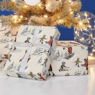 Papier Cadeau Raquette hivernale pour les enfants noirs dans la 