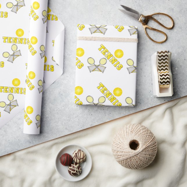 Papier Cadeau Raquettes de Tennis Jaune (Artisanat)
